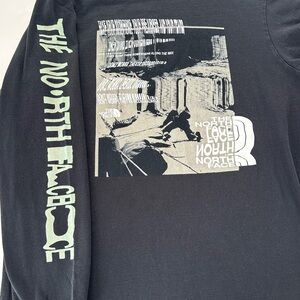 The North Face Black and Green Graphic Long Sleeve Tee